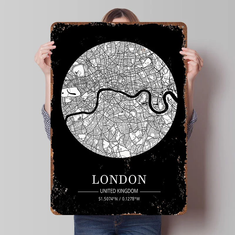 Retro Gaming In London - Londen Stadskaart Tin Plaat Poster Gepersonaliseerde