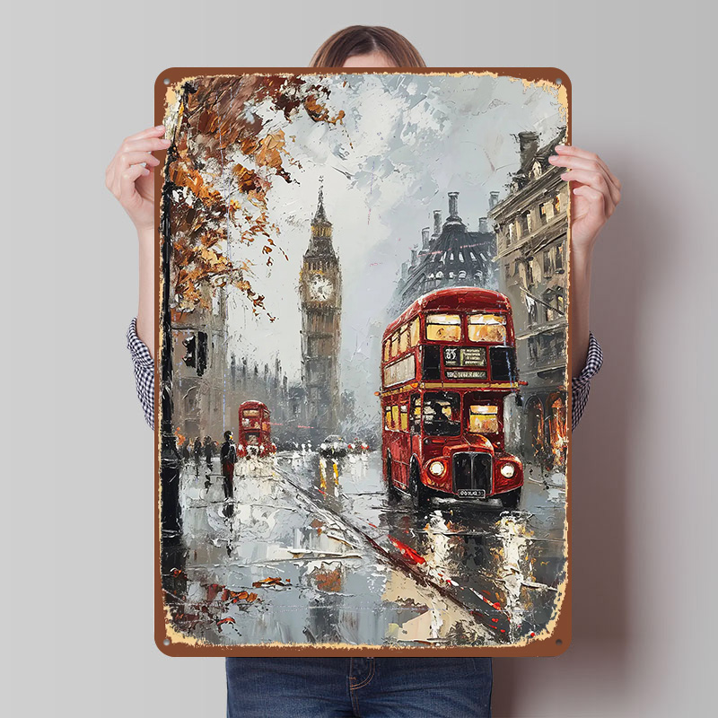 Retro Gaming In London - London Bus Charm Metal Poster Aangepaste