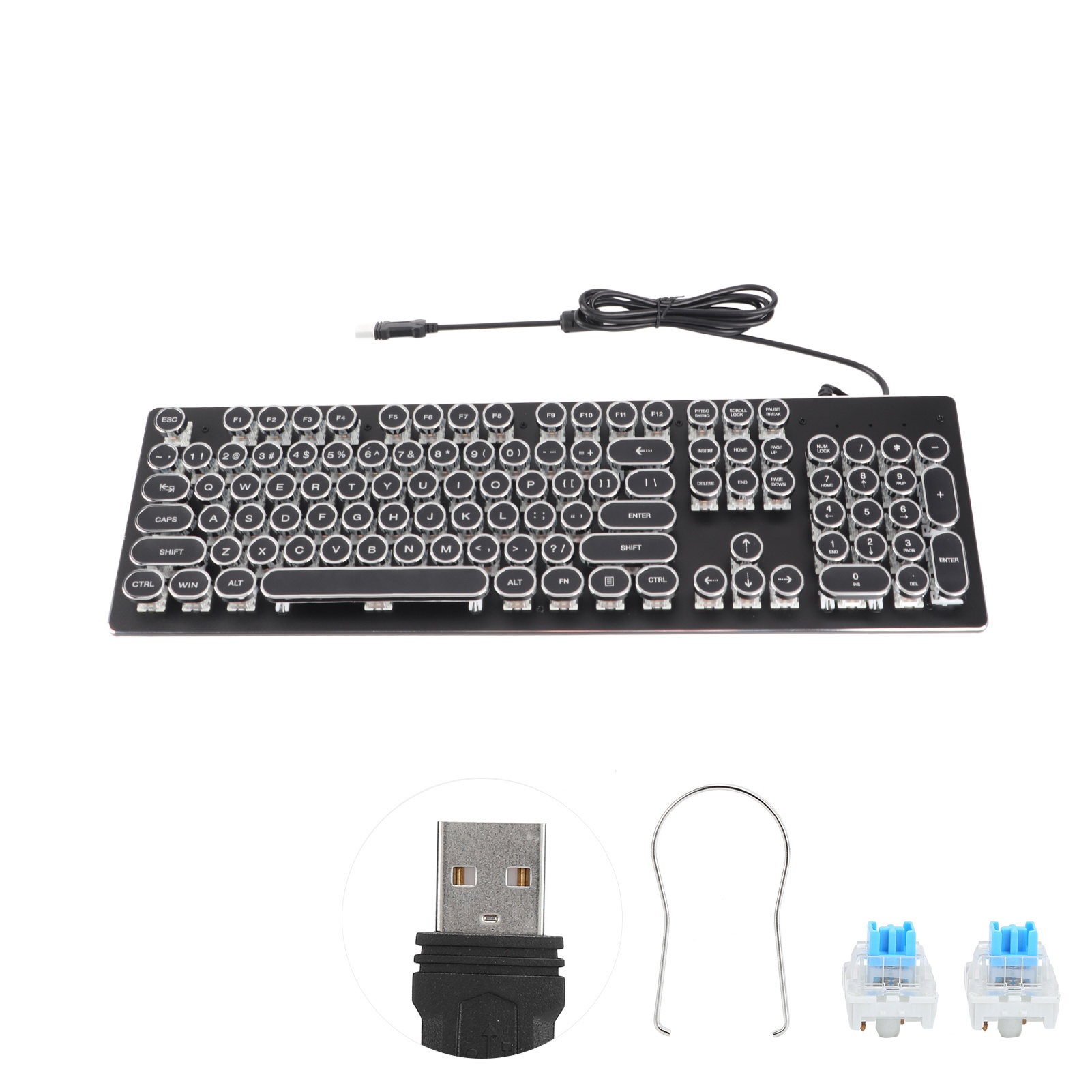 Retro Gaming Uk - Retro bedraad mechanisch gaming-toetsenbord met 104
